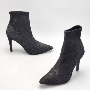 Brash Spicy Sparkle Black Sock Ankle Boots Size 8.5
